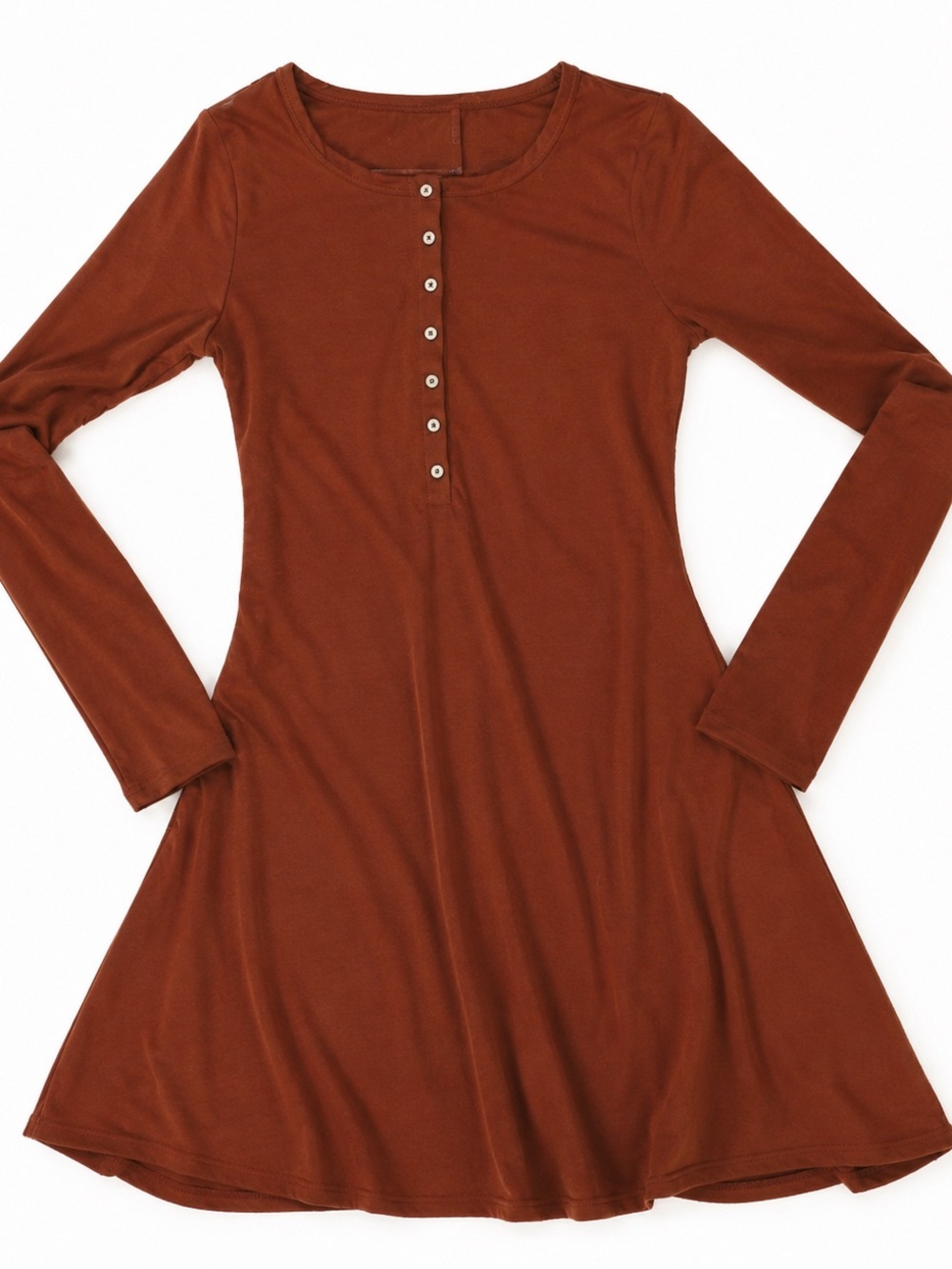 Stretchy Henley Long Sleeved Mini Dress